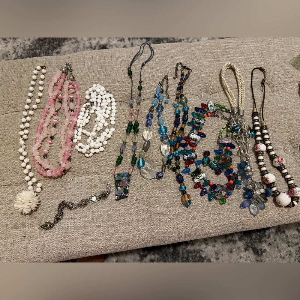 Beaded necklaces and earring lot. Perfect for crafters or to wear.